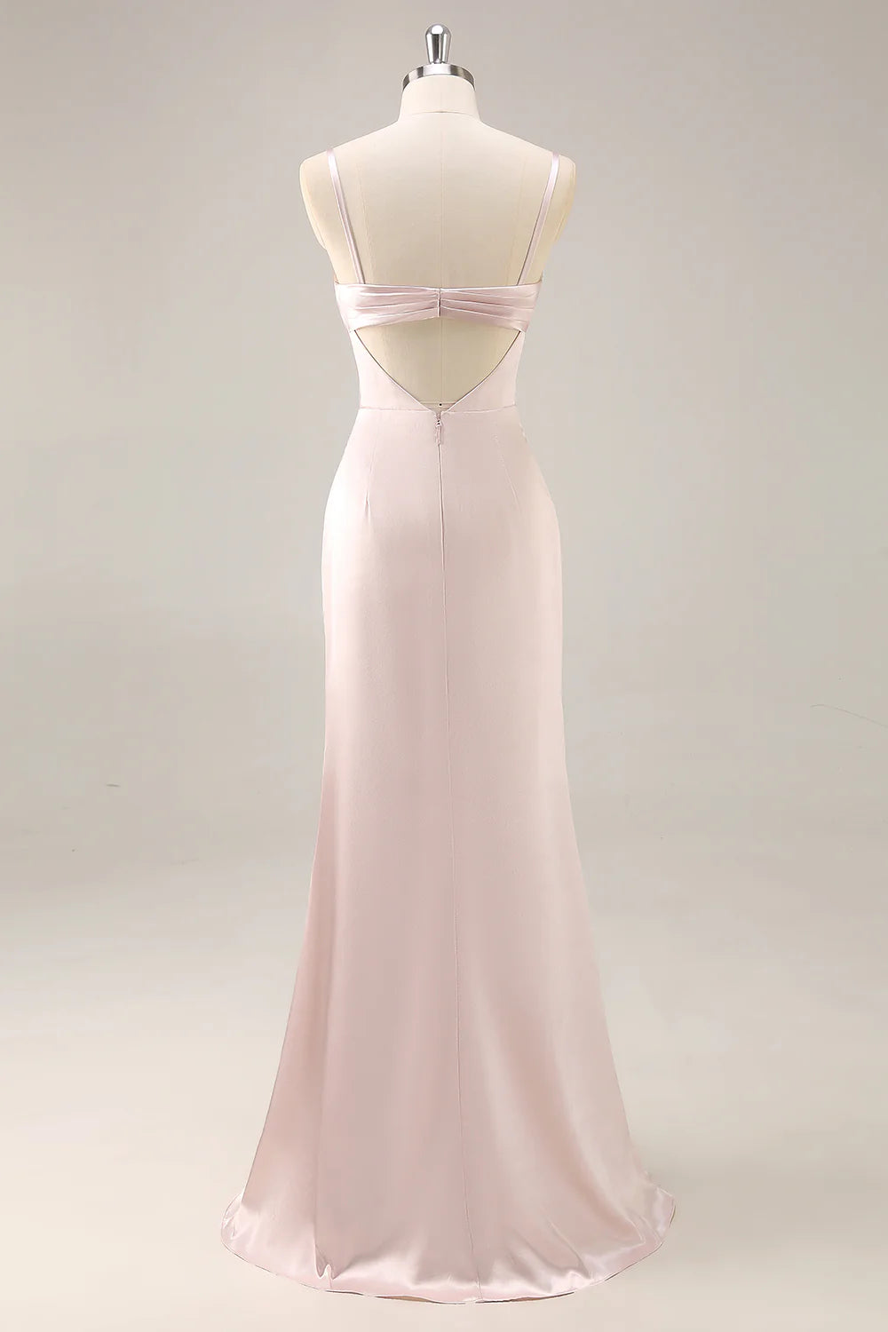 Candy Pink Sheath Ruched Satin Bridesmaid Dress with Slit