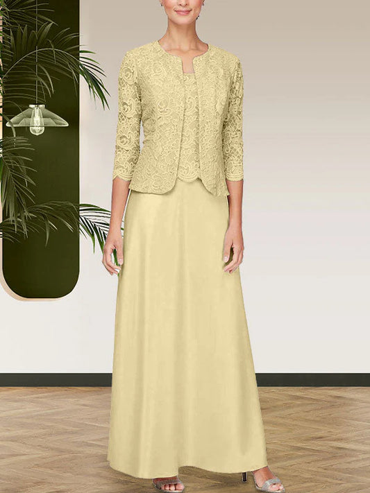 Sparkling lace satin skirt jacket dress with open top jacket