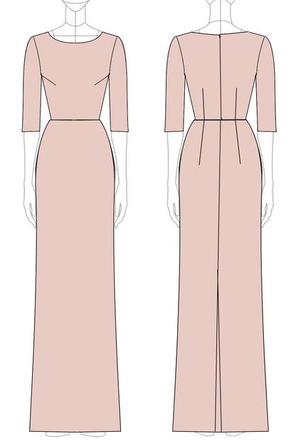 Champagne Mermaid Half Sleeves Long Mother of The Bride Dress