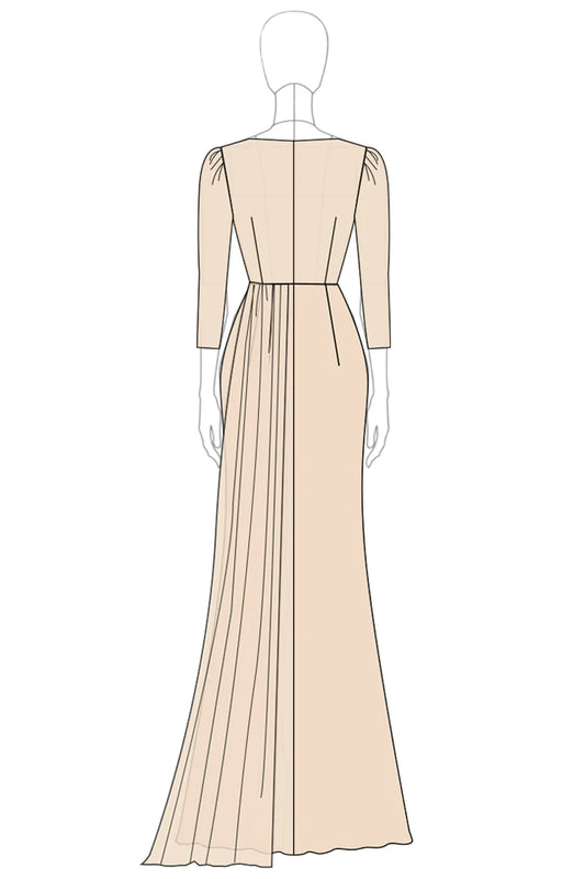 Champagne Mermaid Long Sleeves Ruched Mother of the Bride Dress