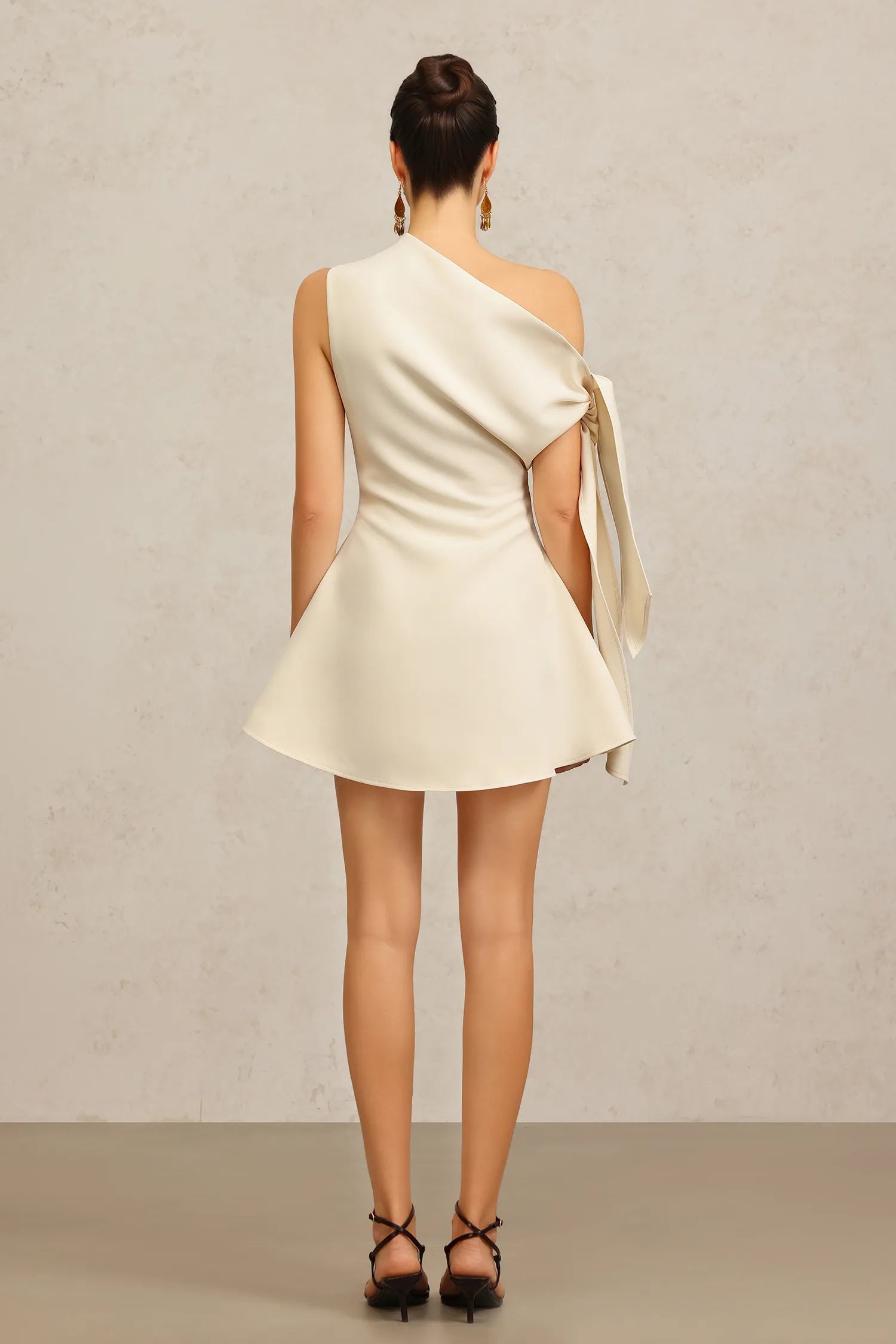Champagne One-Shoulder A-Line Mini Evening Dresses