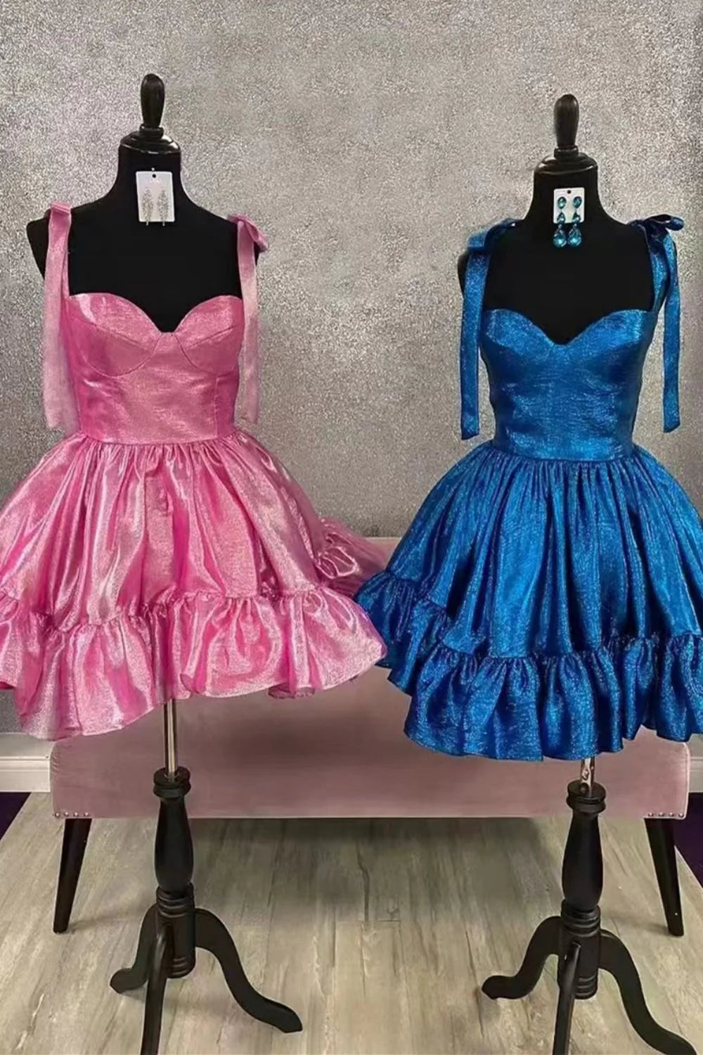 Side view of a charming Barbie style homecoming dress.