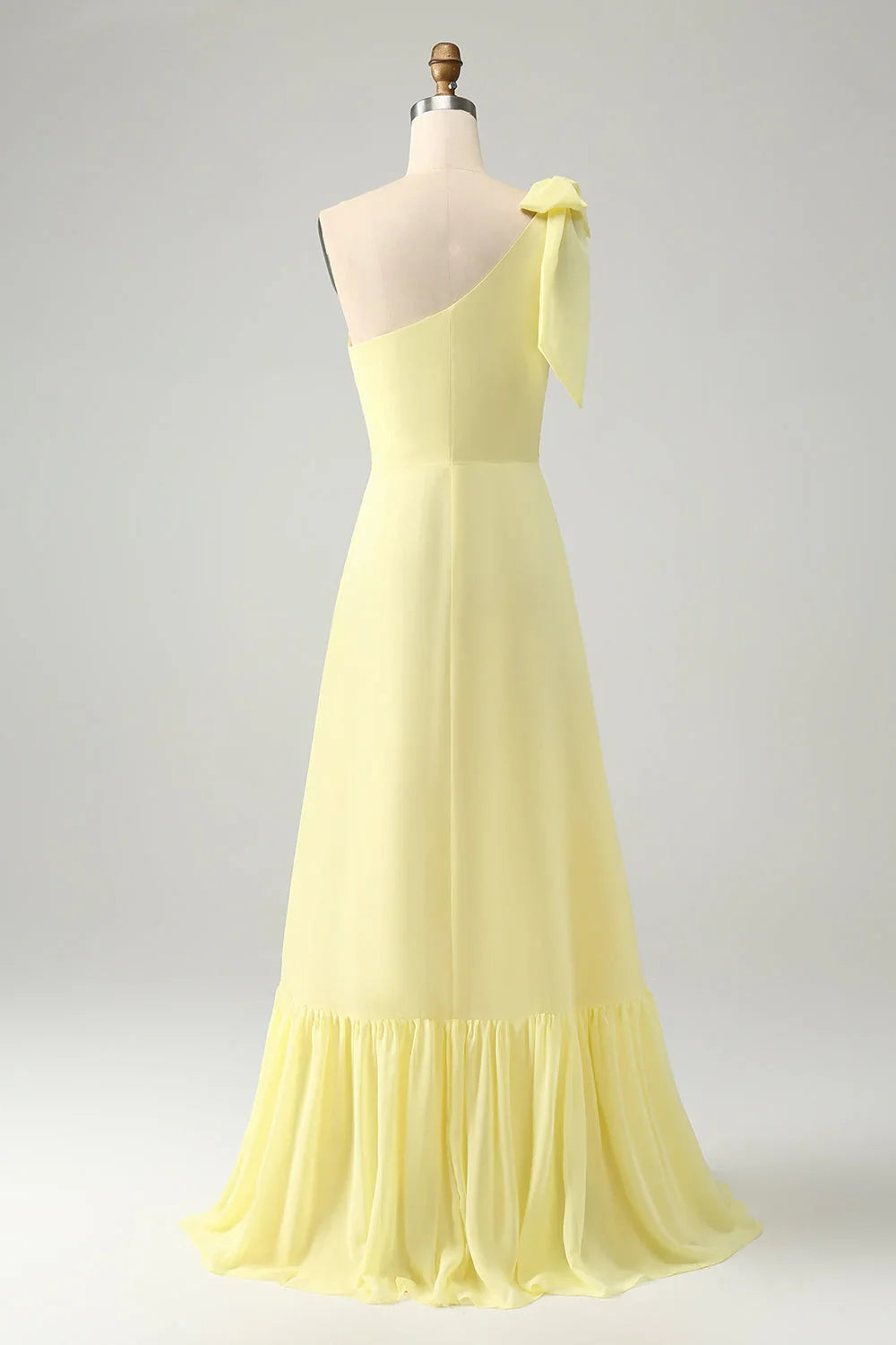 Charming A-line one shoulder pleated long slit bridesmaid dress