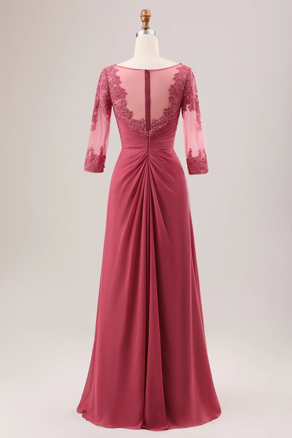 Charming A-line pleated decal long sleeved slim pleated bridal mother dress
