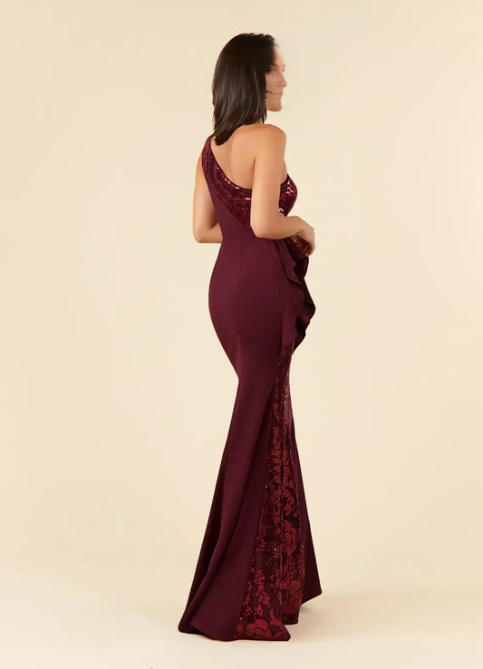 Charming Mermaid Sequins Lace One-Shoulder Sleeveless Side Zip Floor-Length Mother of the Bride Dress for women hot sale