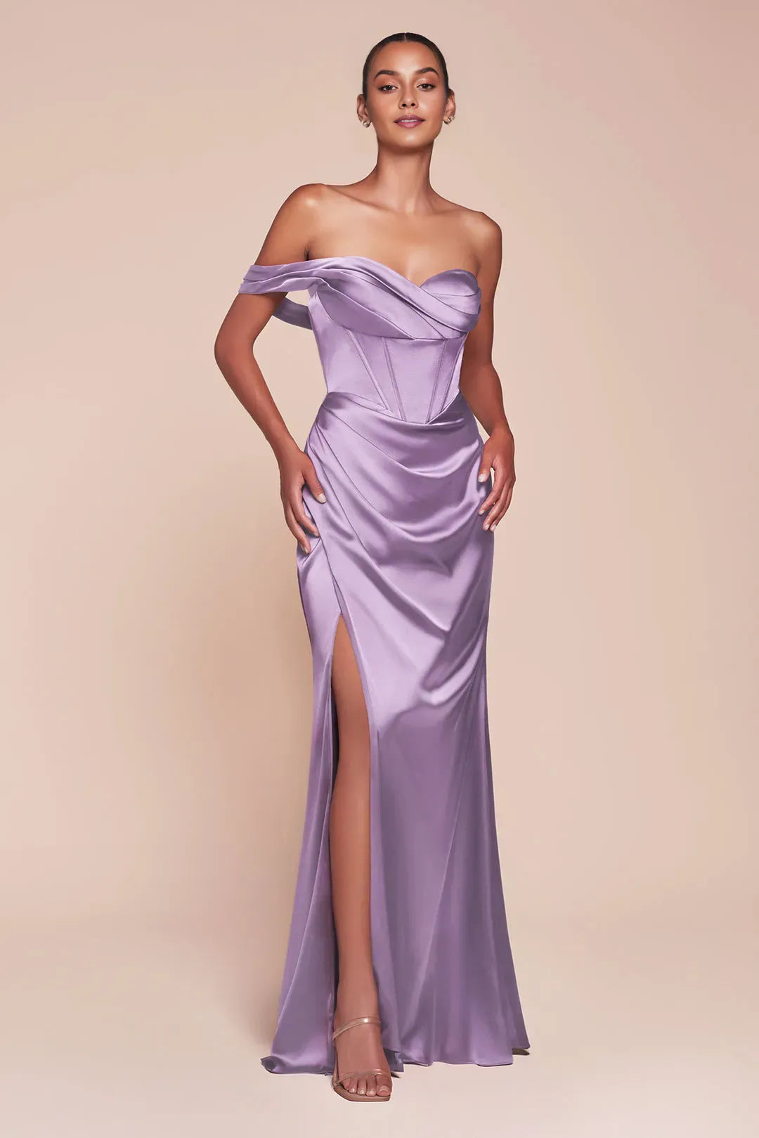 Charming Satin bodice One shoulder sweetheart  Sleeveless Lace Up Floor-Length Side Slit prom dress for women buy