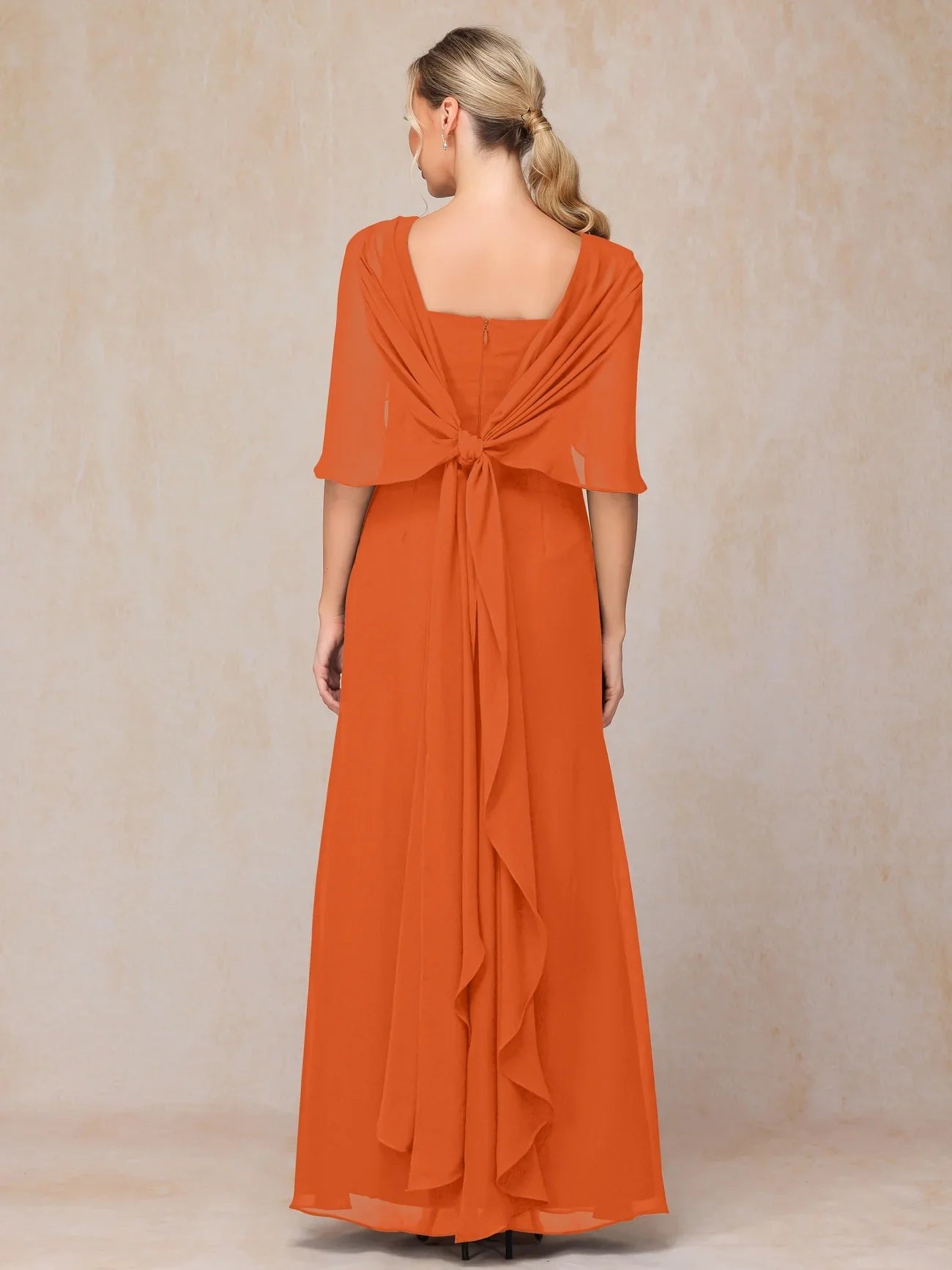Charming floor length short sleeved chiffon comfortable and elegant short sleeved design highlights exquisite bride and mother dresses
