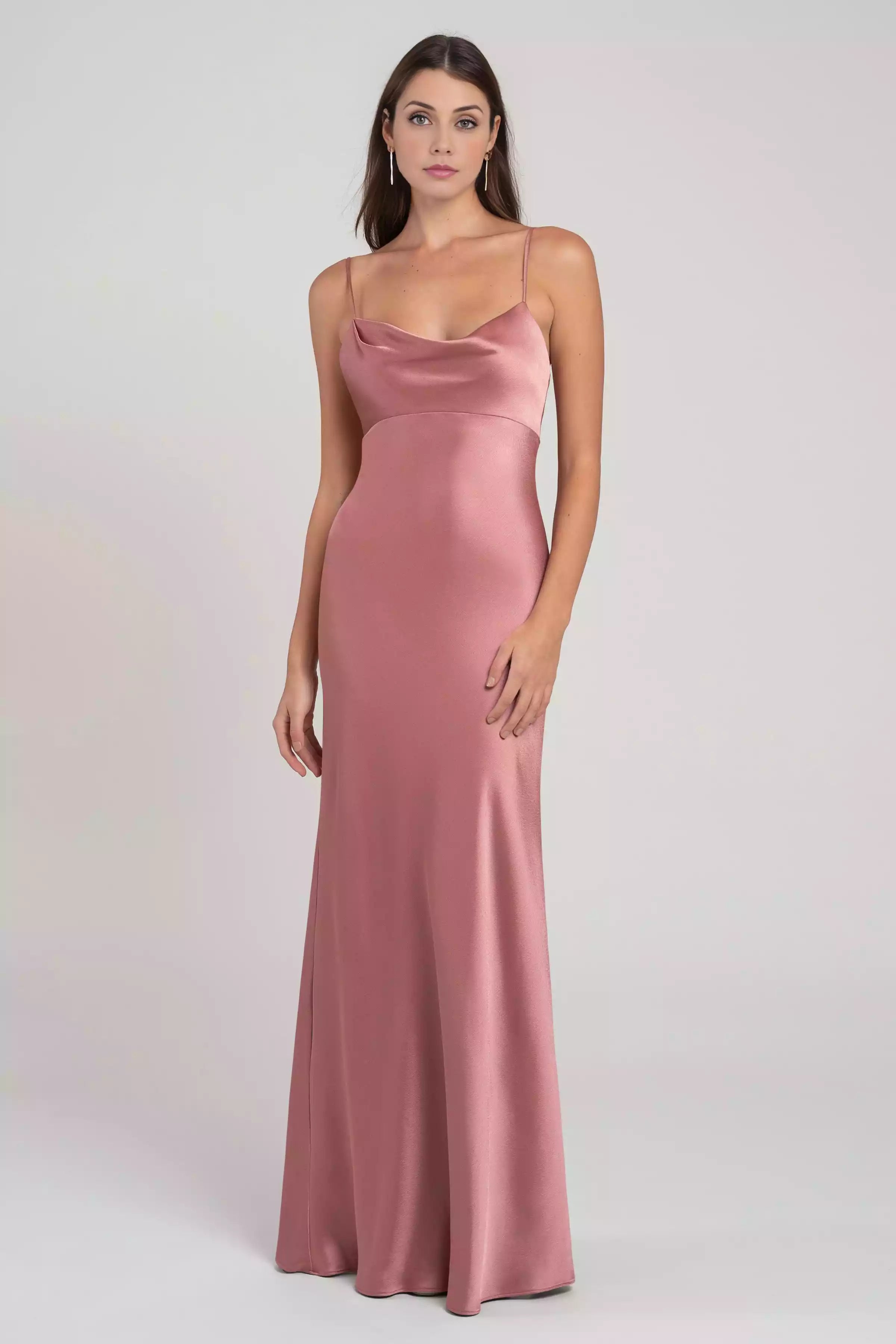 Charming high waisted satin pendant collar with satin suspender, slim fit and slanted cut, showcasing enchanting charm. Bridesmaid Dresses