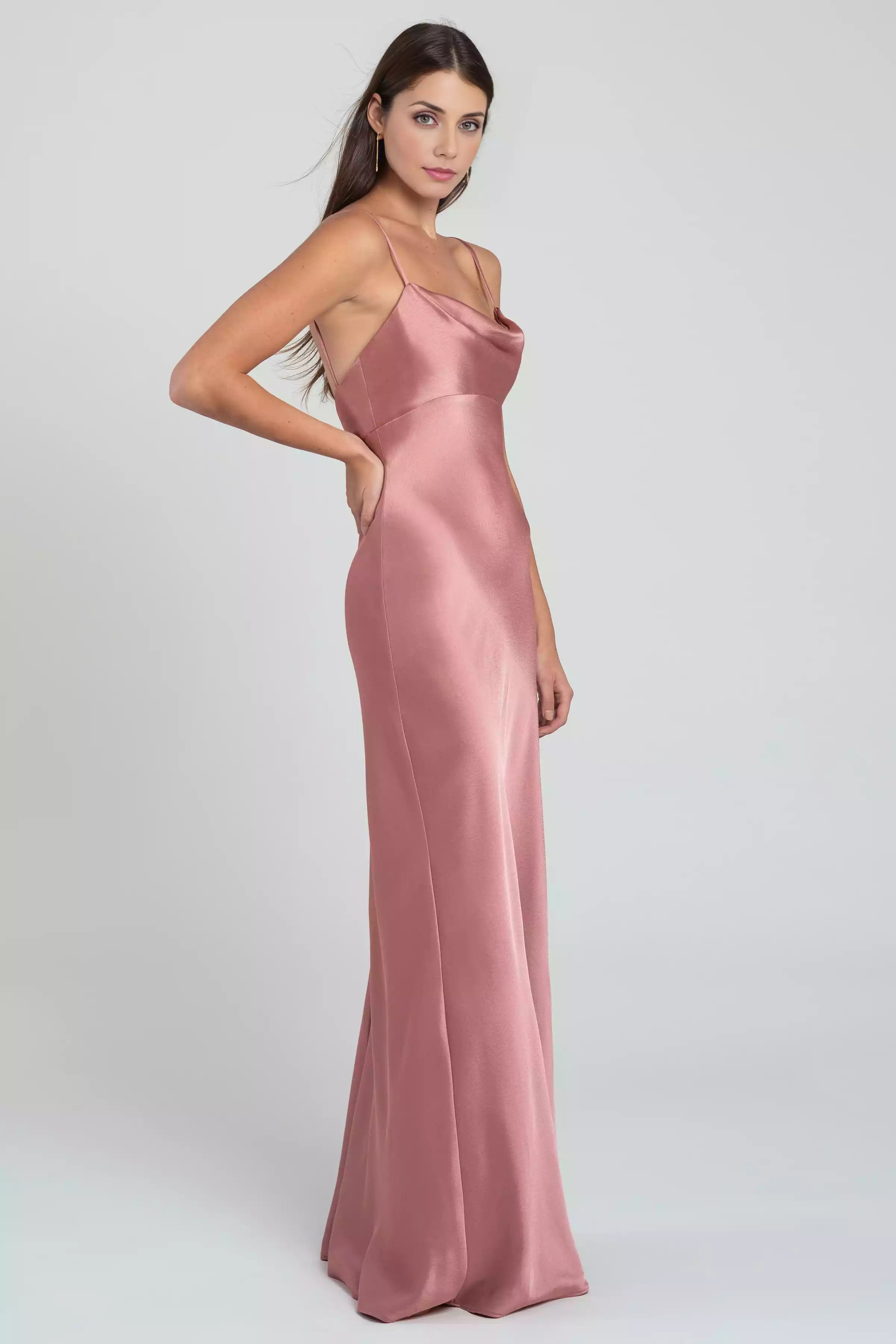 Charming high waisted satin pendant collar with satin suspender, slim fit and slanted cut, showcasing enchanting charm. Bridesmaid Dresses