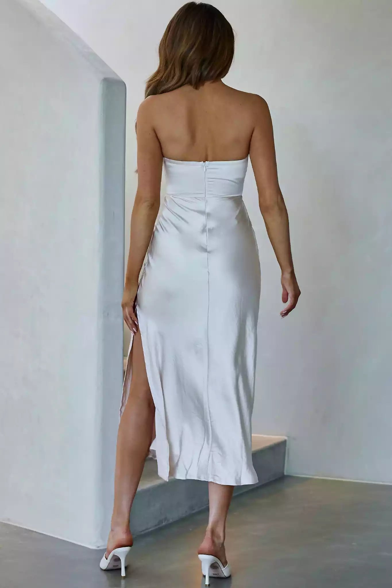 Charming mid length lined tight corset with padding, chest side slit, back with zipper Bridesmaid Dresses
