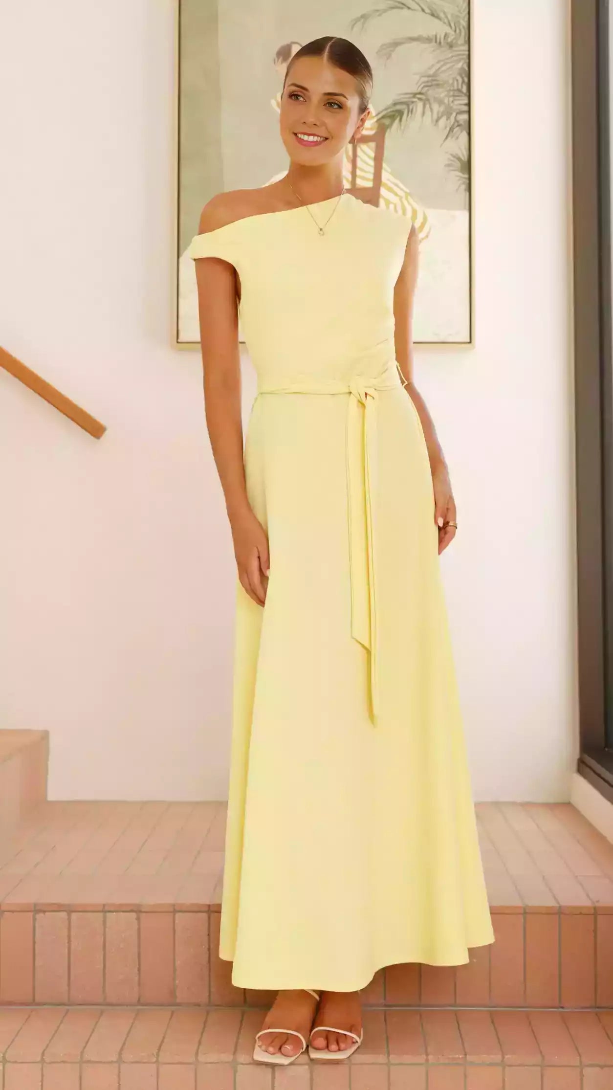 Charming off shoulder detachable waistband with A-line flowing and invisible back zipper Prom Dresses