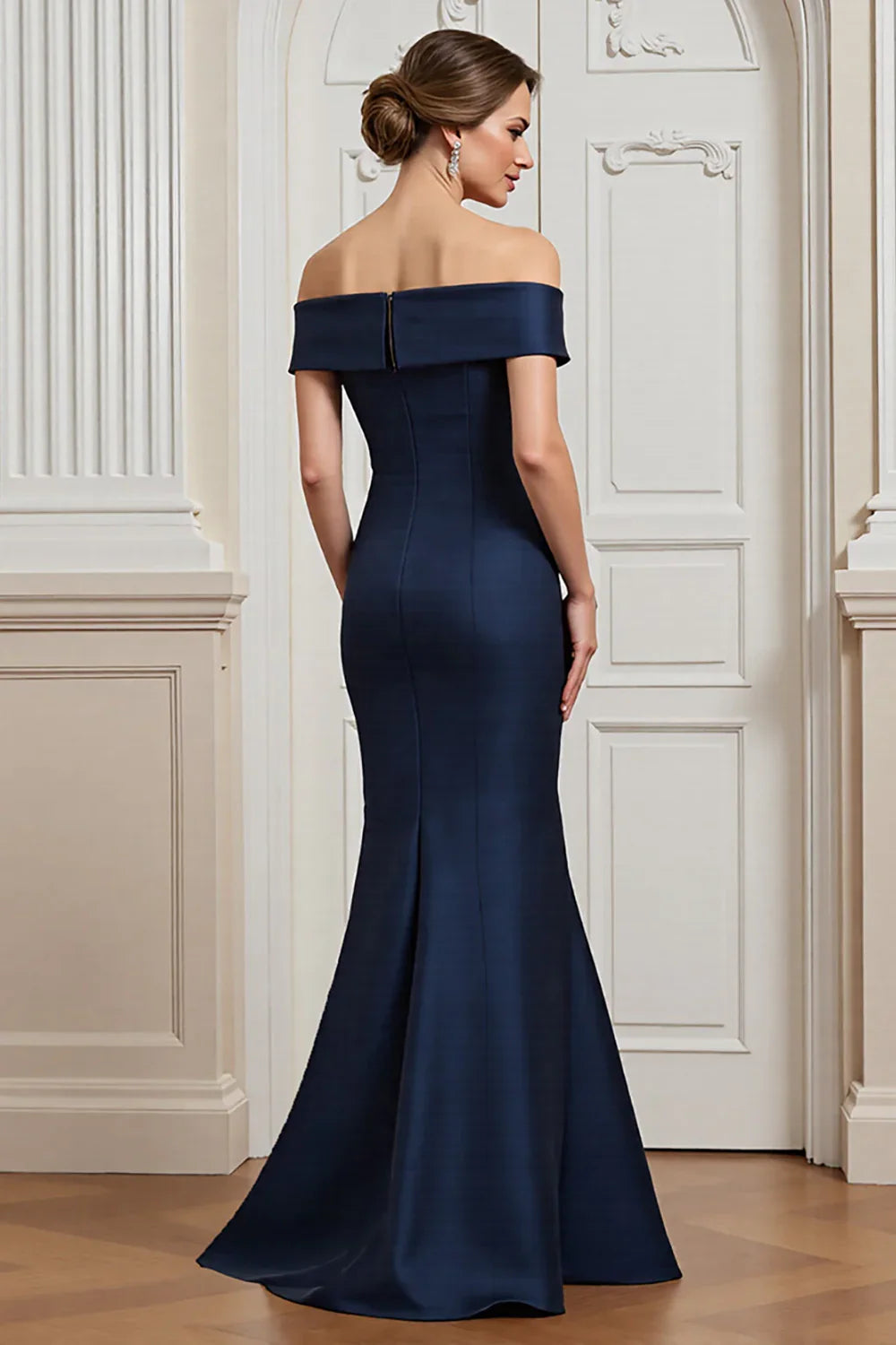 Charming off shoulder mermaid decal slimming highlights charming curves, bride and mother dress
