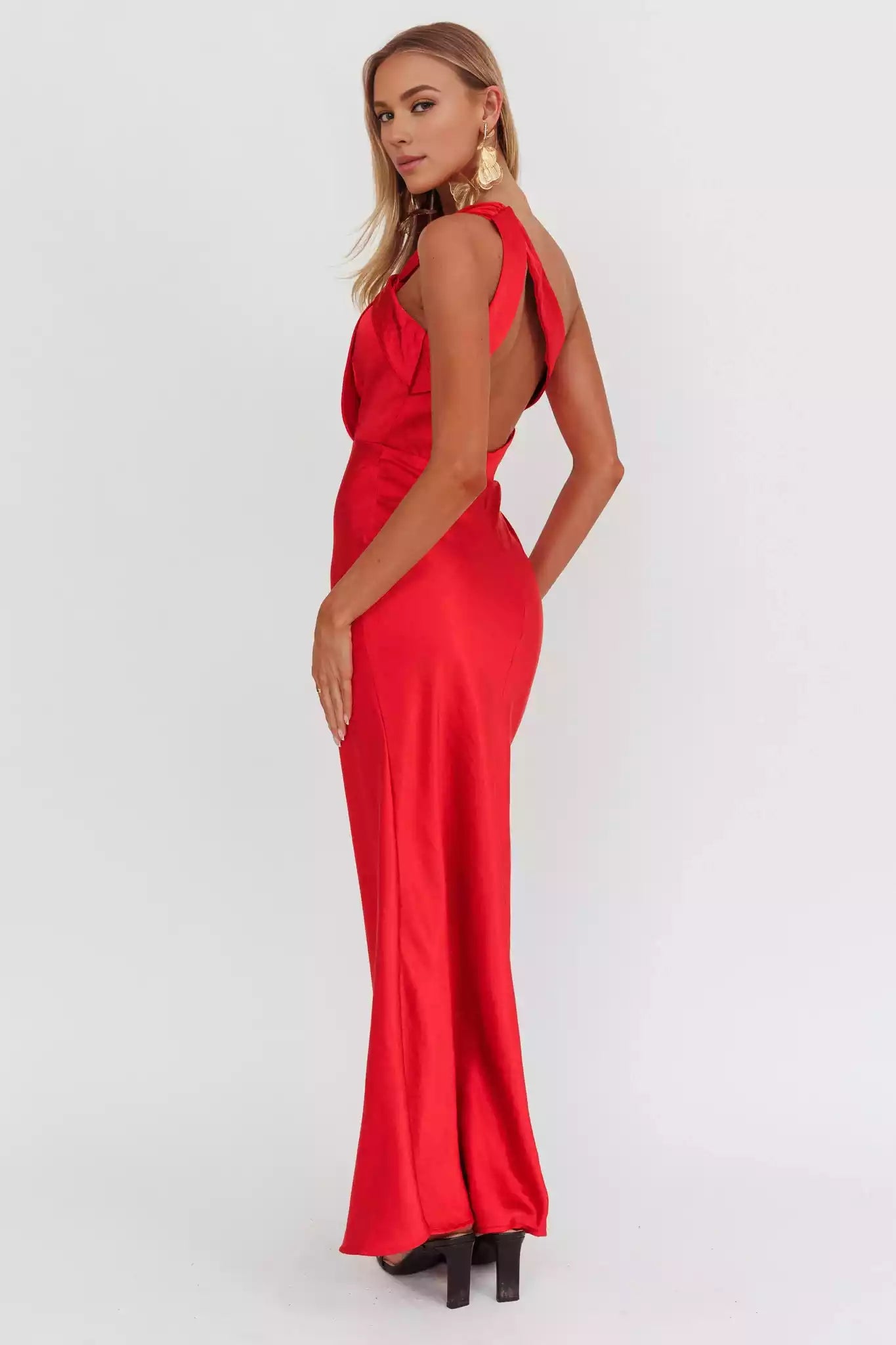 Charming satin extra long shoulder bust with lining Bridesmaid Dresses
