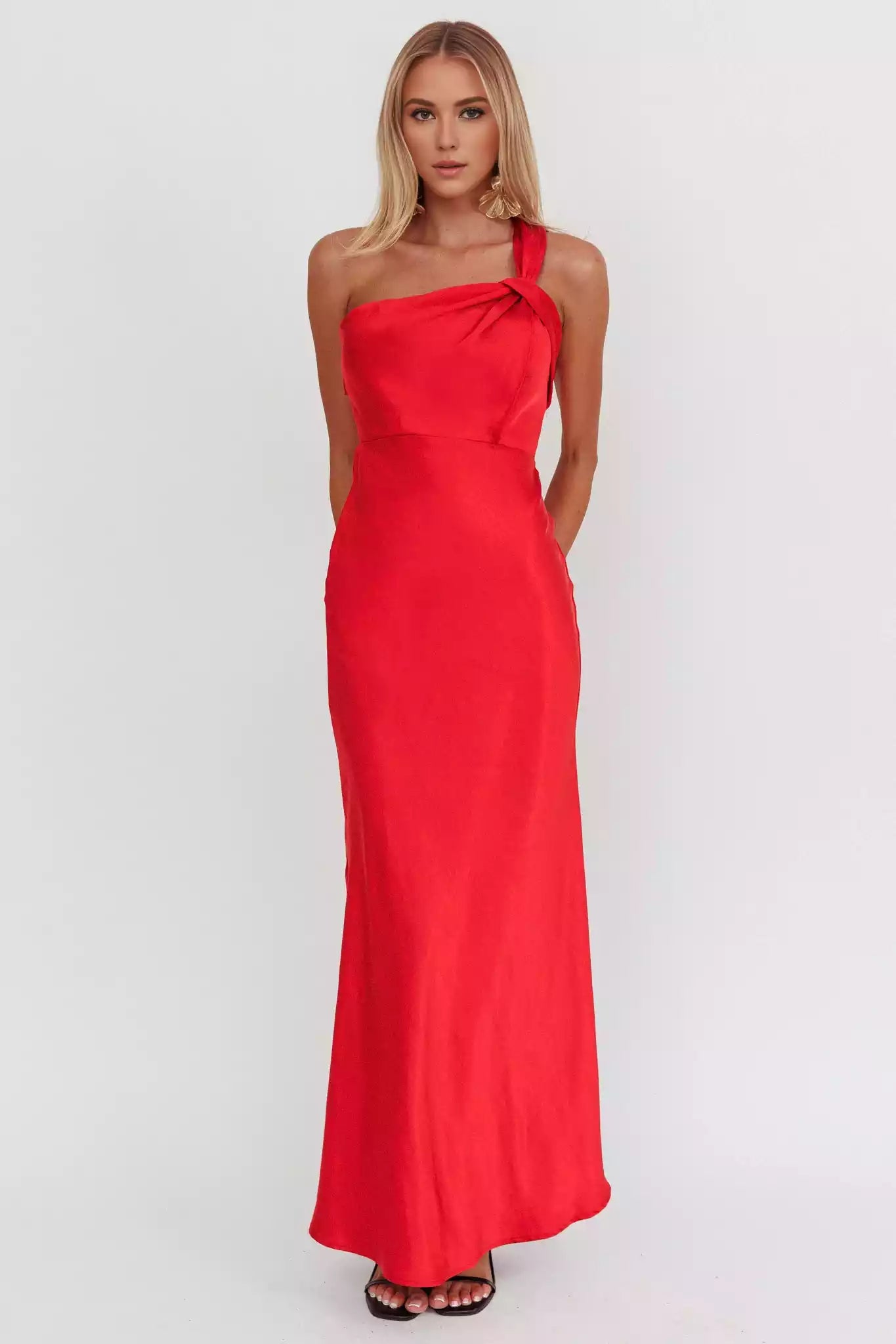 Charming satin extra long shoulder bust with lining Bridesmaid Dresses