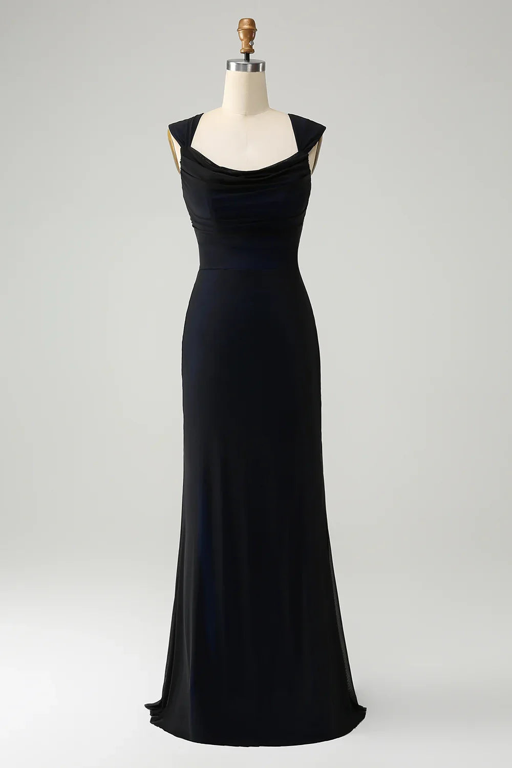 Charming tight fitting pendant collar long back lace up bridesmaid dress