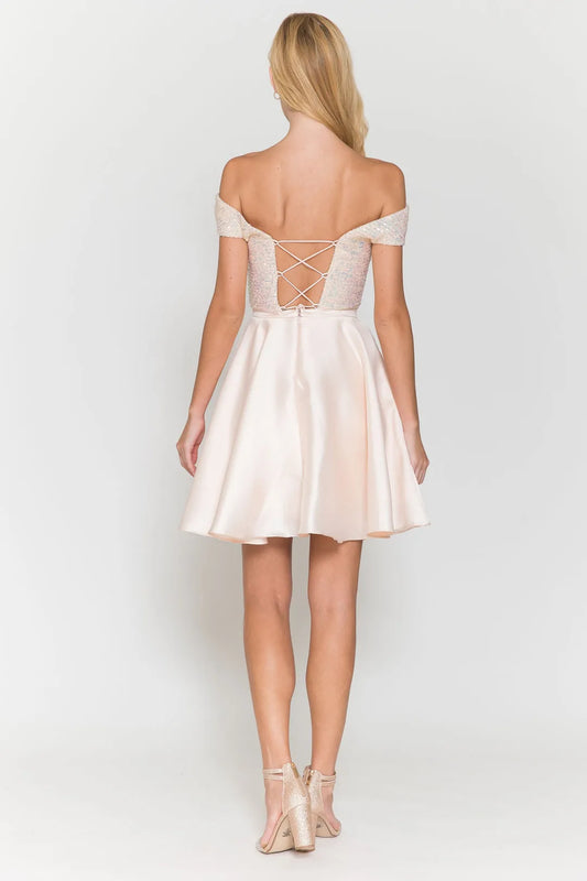 Classic A-Line Sequin Square Hat sleeves Lace Up Short Homecoming Dress for bride hot sale