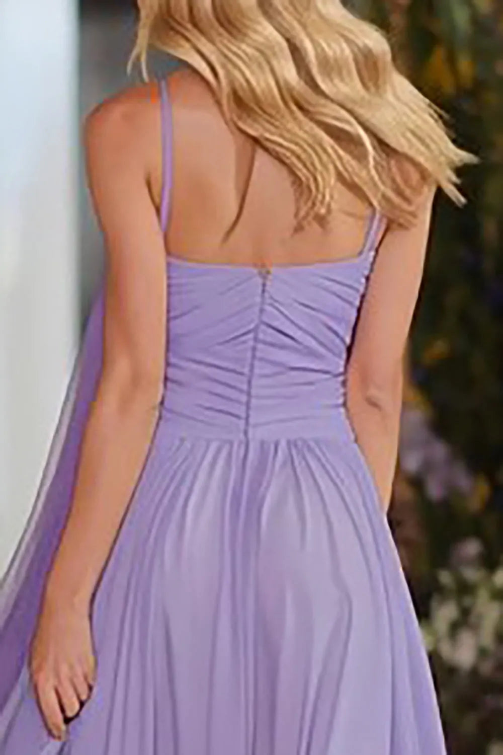 Classic Lilac A-Line Sweetheart Strapless Back Zip Ruched-Bodice Floor-Length Chiffon Prom Dress with Neck Scarf