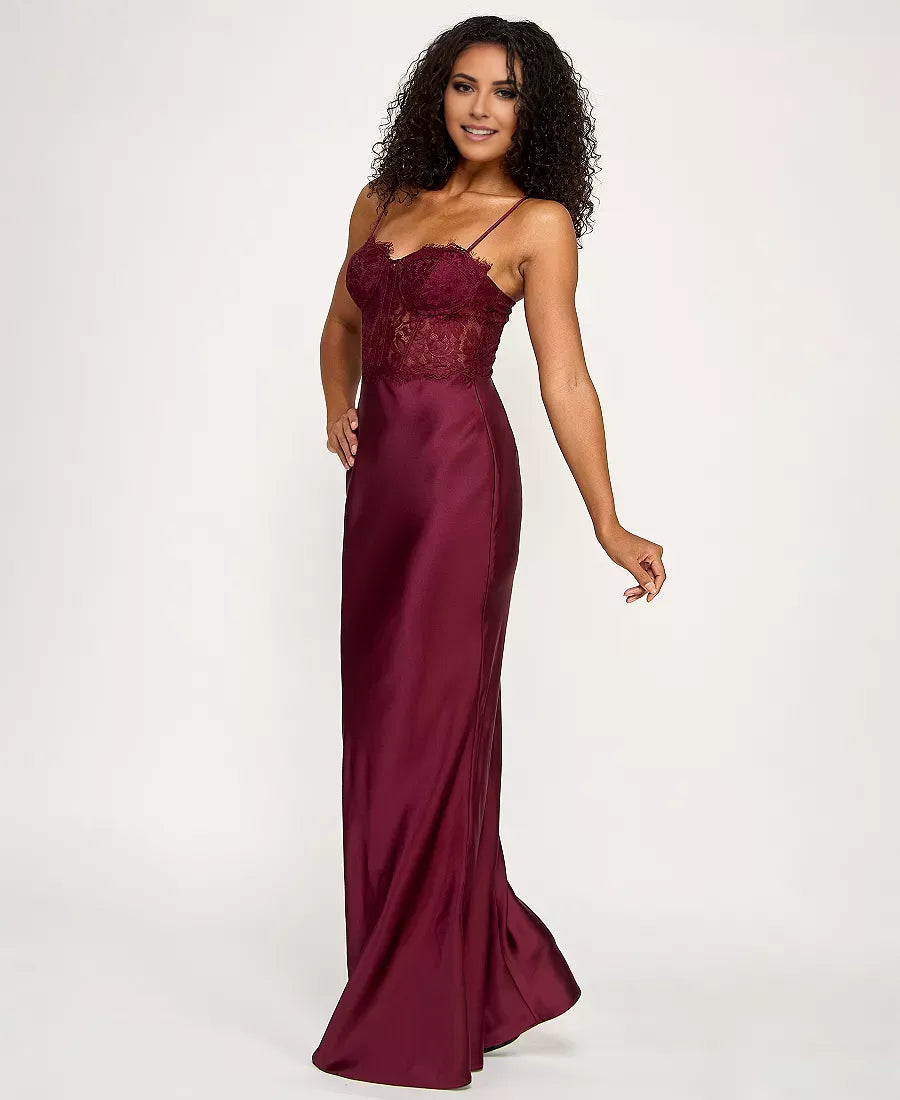 Classic Mermaid Sweetheart Neck Spaghetti Strap Back Zip Lace Bodice Satin Floor-Length Prom Dresses