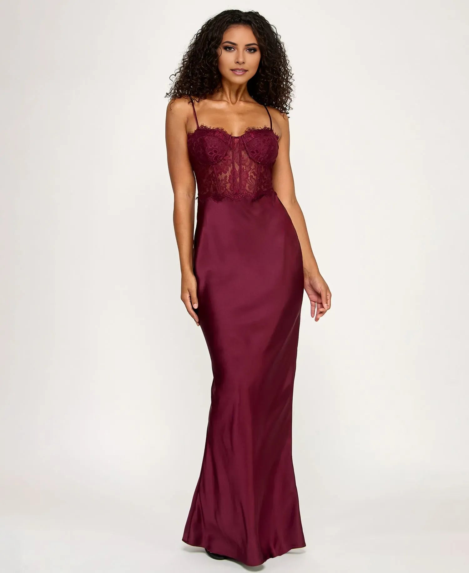 Classic Mermaid Sweetheart Neck Spaghetti Strap Back Zip Lace Bodice Satin Floor-Length Prom Dresses