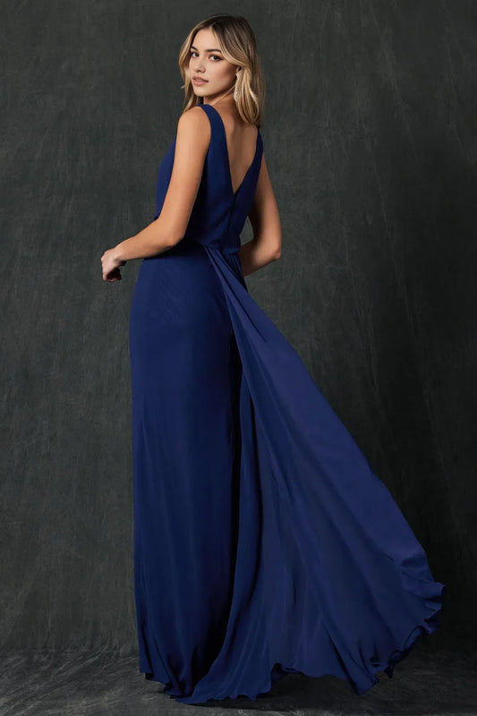 Classic chiffon Cowl Neck  Sleeveless cutout closure  Floor length  prom dress for women hot sale