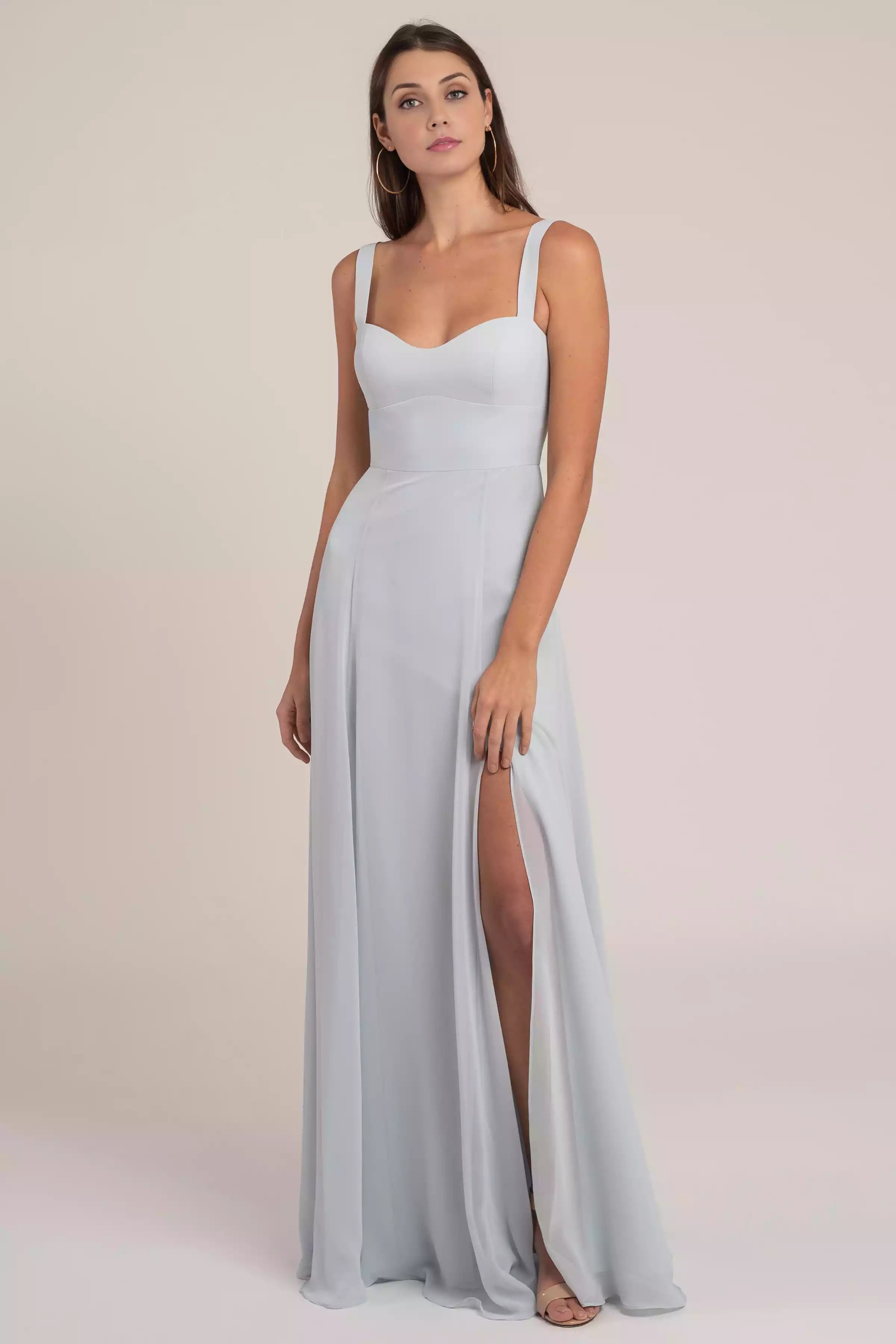 Classic lace neckline, chiffon wide shoulder straps, heart-shaped neckline perfect for body shaping Bridesmaid Dresses