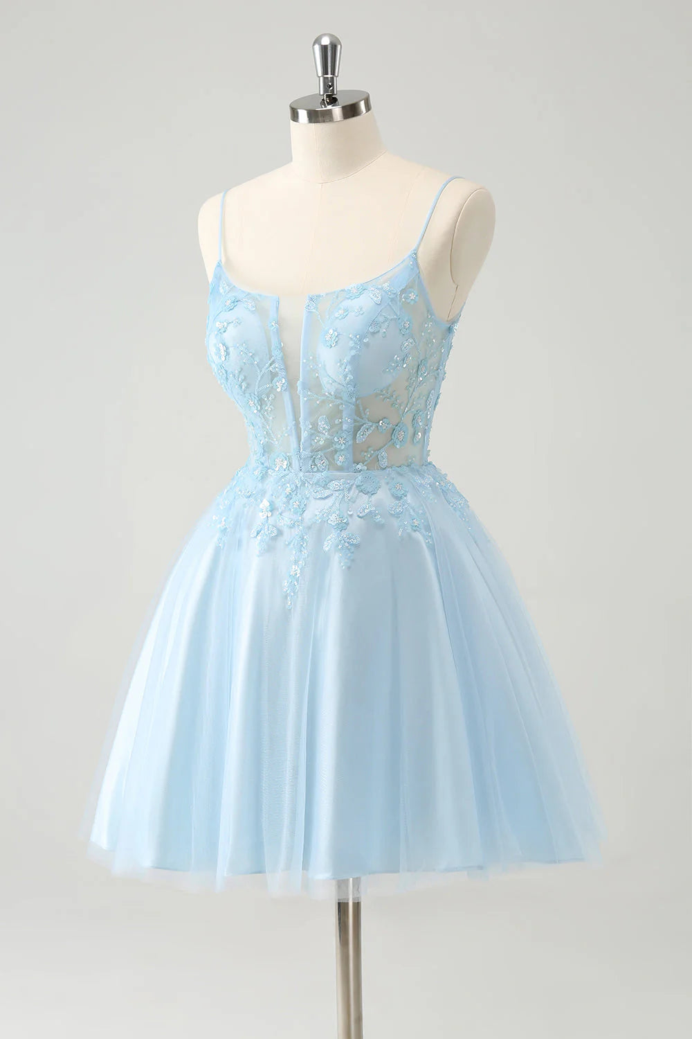Cute A-line spaghetti strap tight corset short back to school dress with decals