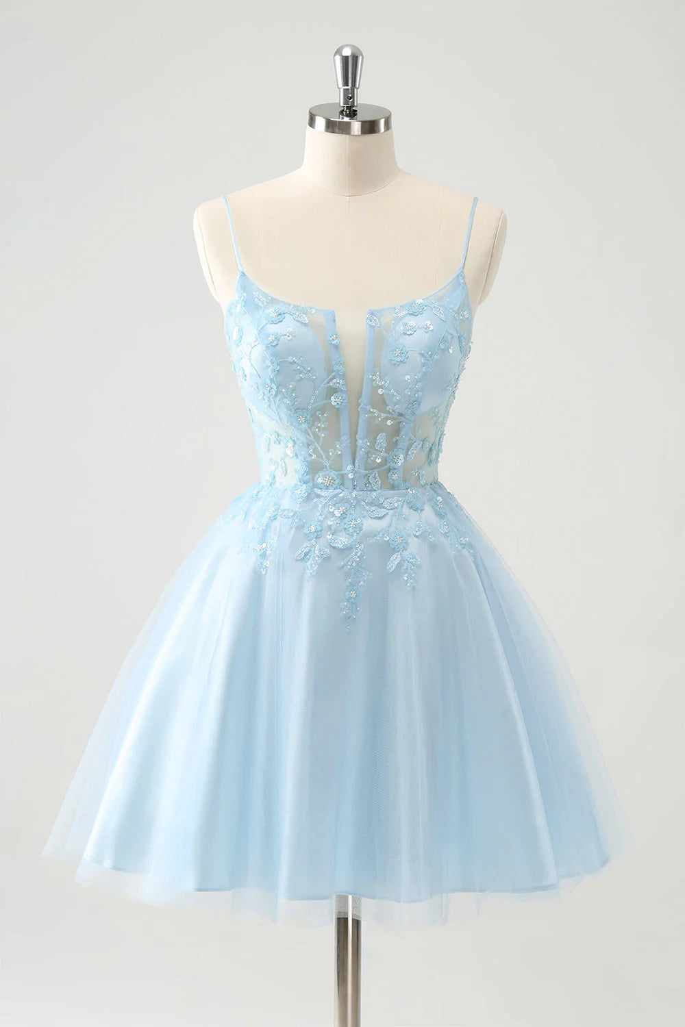 Cute A-line spaghetti strap tight corset short back to school dress with decals