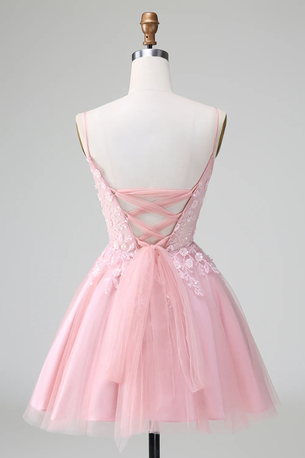 Cute A-line spaghetti strap tight corset short back to school dress with decals