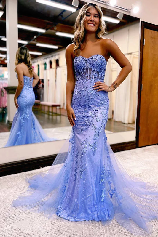 Decal Sweetheart Lace Long Ball Dress