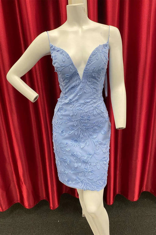 Decal deep V-belt tight party dress
