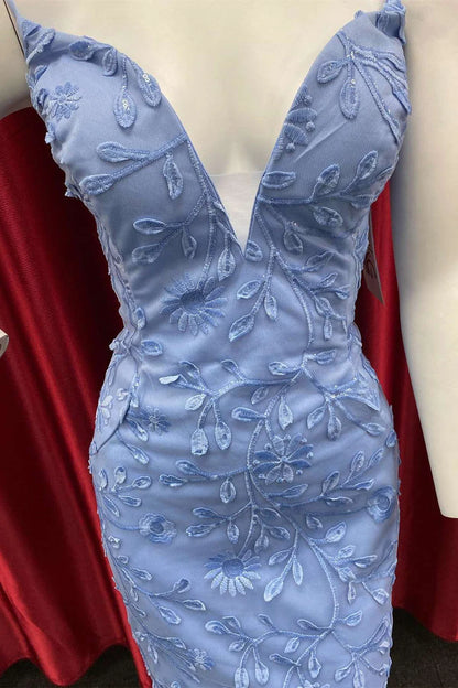 Decal deep V-belt tight party dress