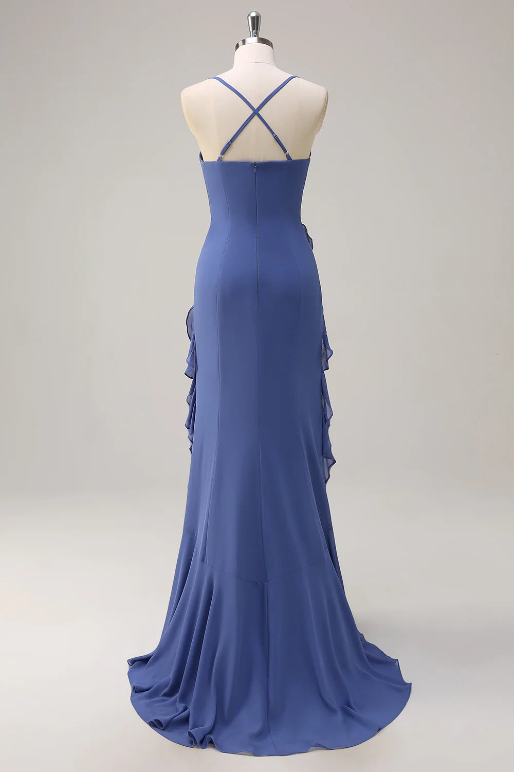 Deep blue camisole long pleated dress