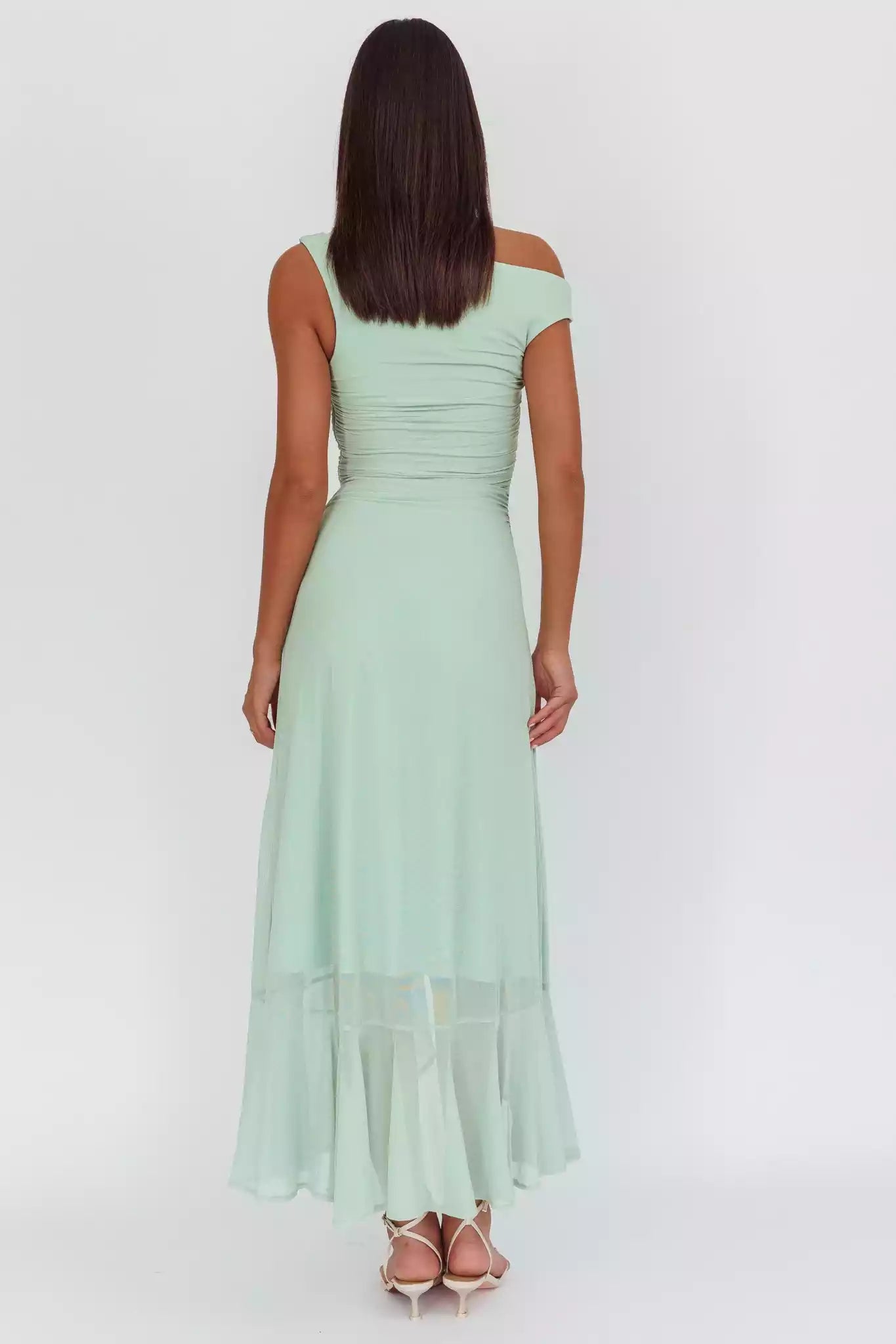Dreamy asymmetrical off shoulder collar with leg slits and side zippers Prom Dresses