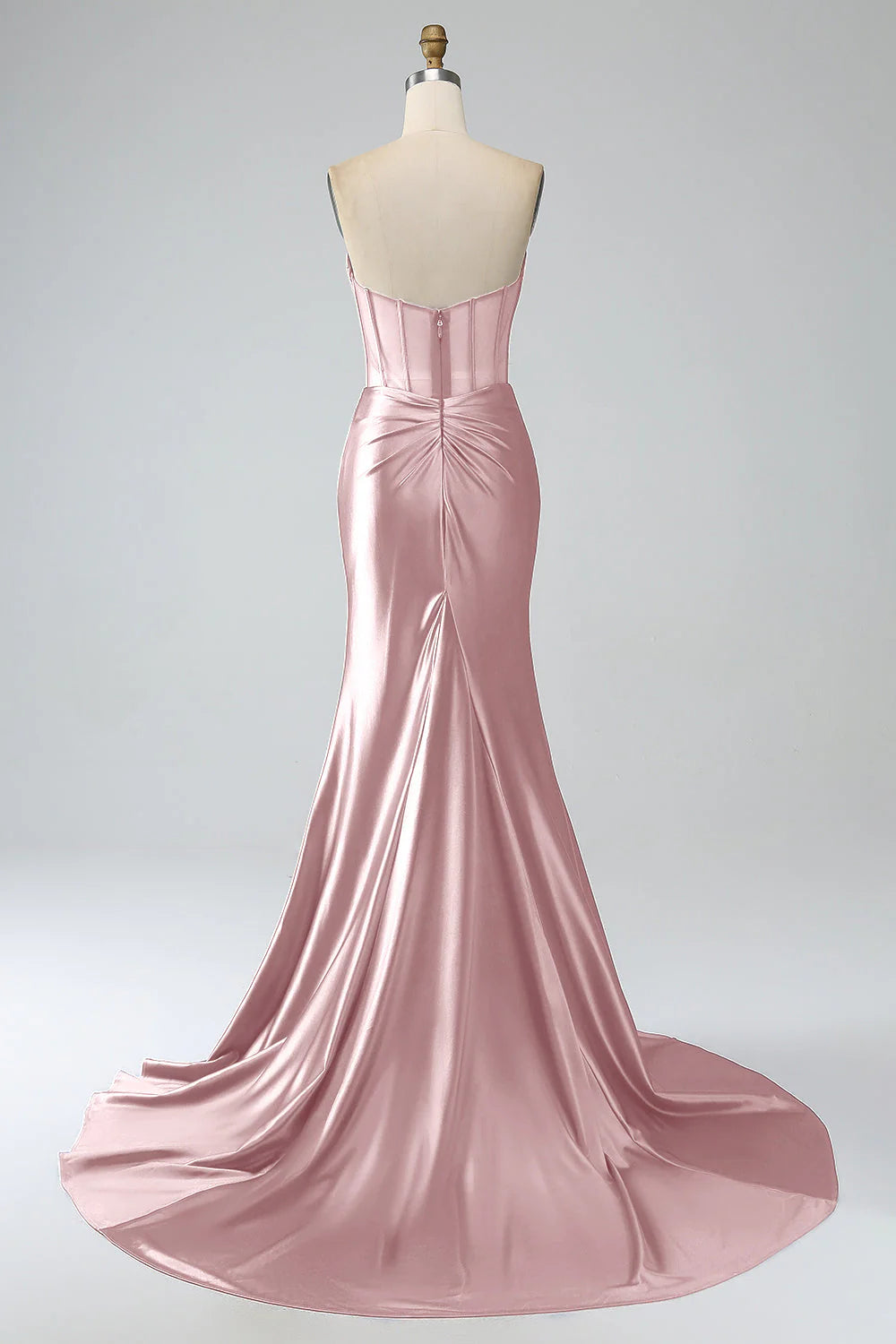 Dusty Pink Satin Mermaid Evening Dresses