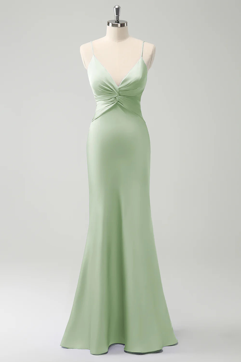 Mermaid front cross pleated long bridesmaid dress