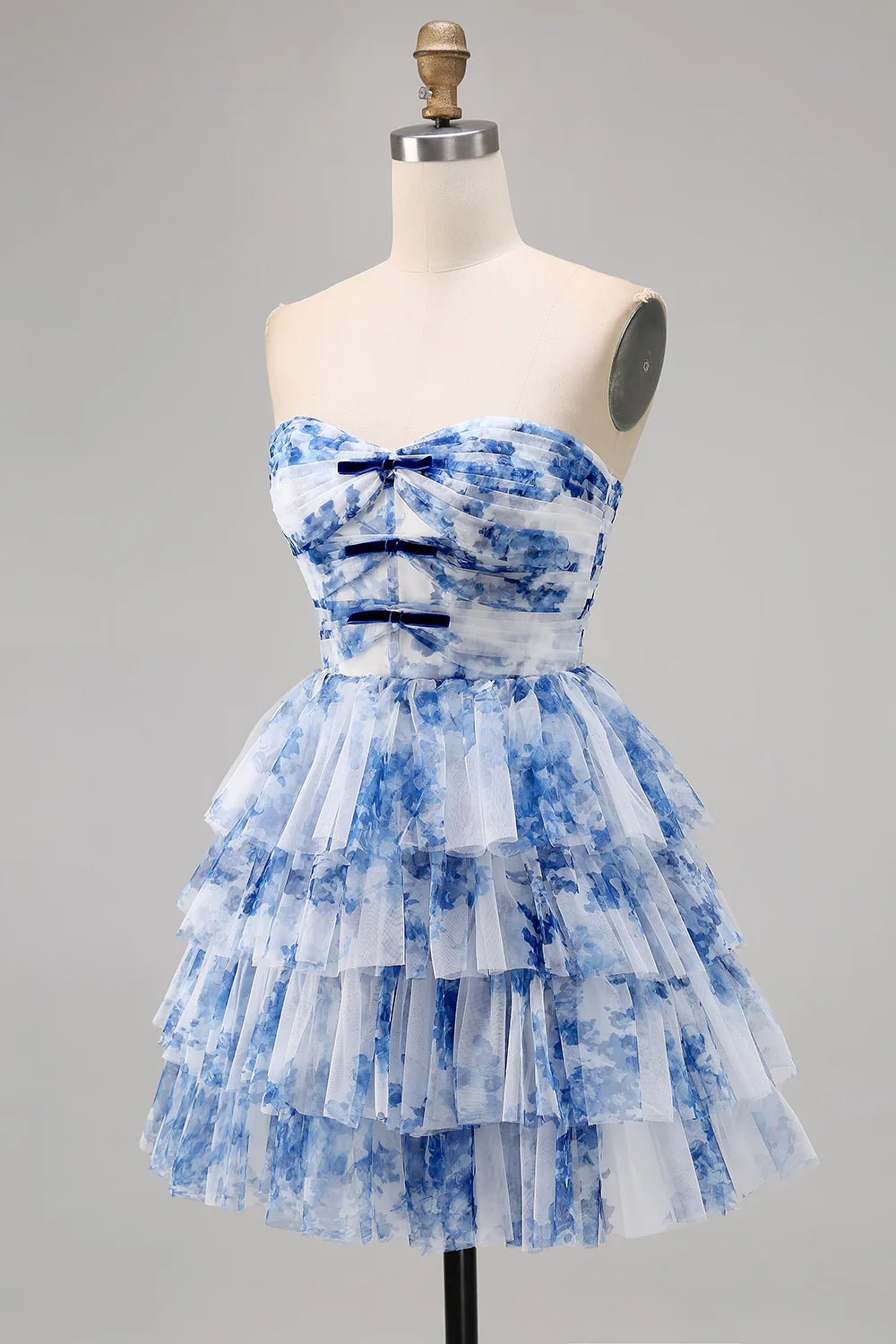 Back view of strapless corset short homecoming dress.