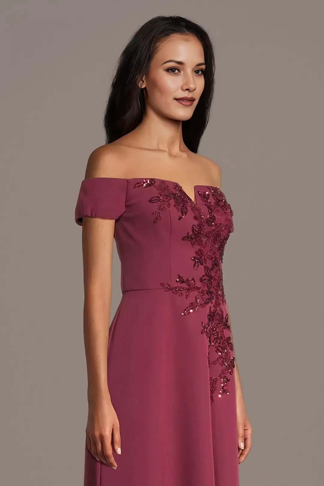 Elegant A-Line Off-Shoulder Crepe Applique Back Zip Ankle-Length Mother of the Bride Dress for women hot sale