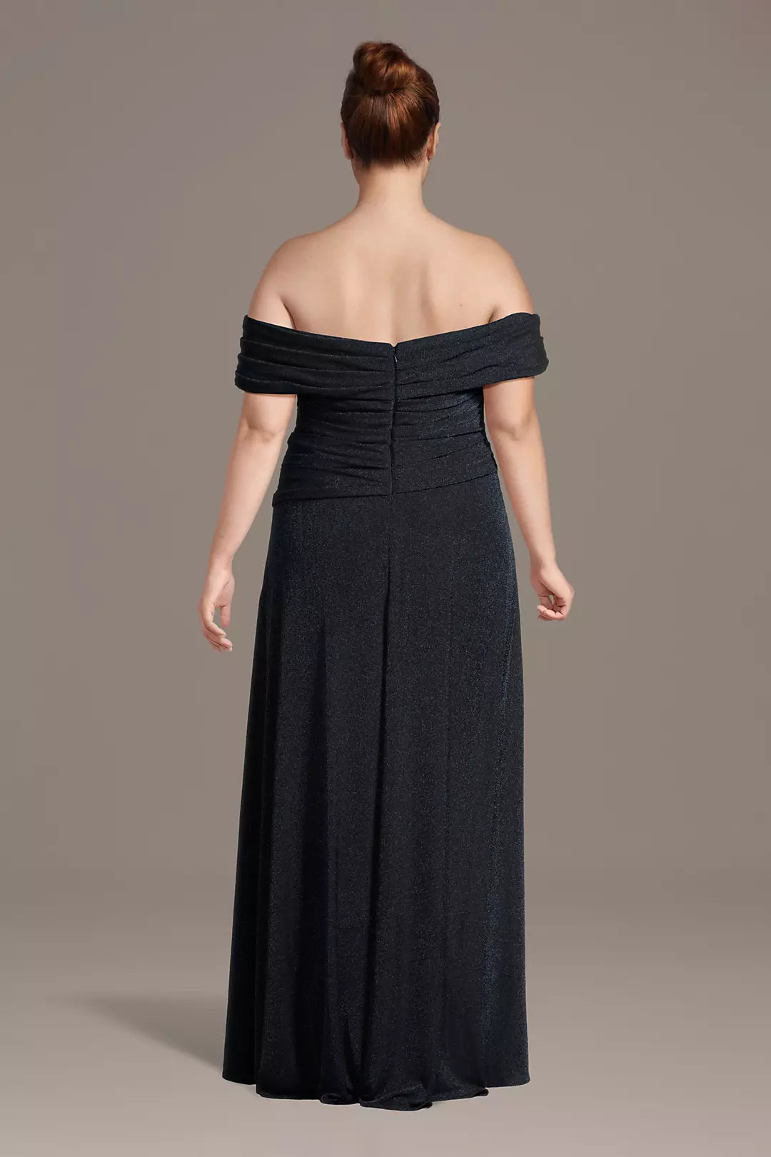 Elegant A-Line Off-Shoulder Sleeveless Bodice Zip-Back Floor-Length Plus Size Mother of the Bride Dress