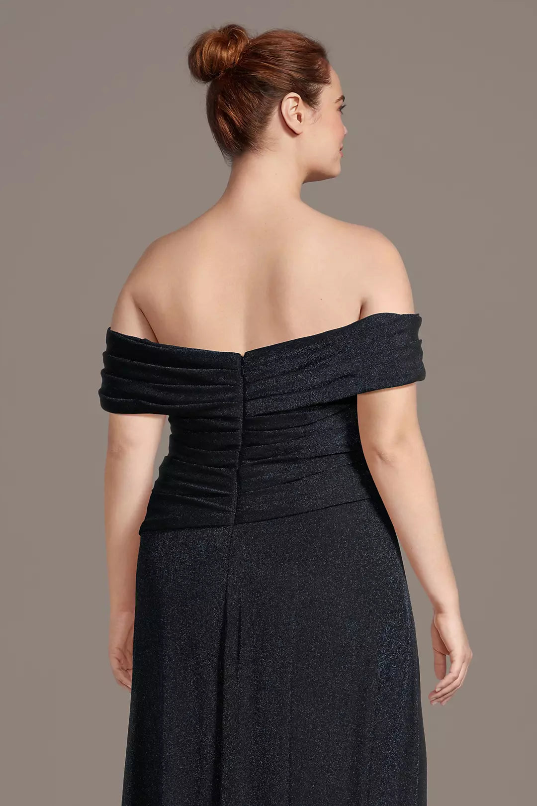 Elegant A-Line Off-Shoulder Sleeveless Bodice Zip-Back Floor-Length Plus Size Mother of the Bride Dress