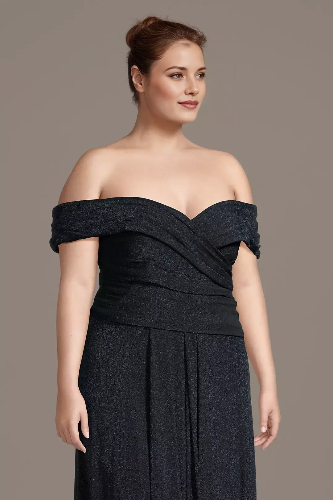 Elegant A-Line Off-Shoulder Sleeveless Bodice Zip-Back Floor-Length Plus Size Mother of the Bride Dress