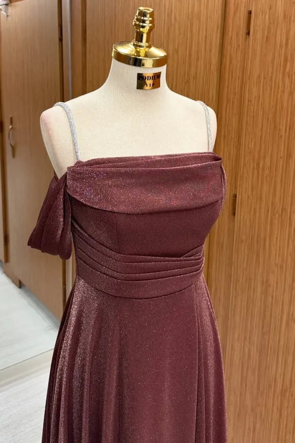 Elegant A-Line Off-Shoulder Spaghetti Straps Ruched Lace Up Floor-Length Prom Dress for women Hot Sale