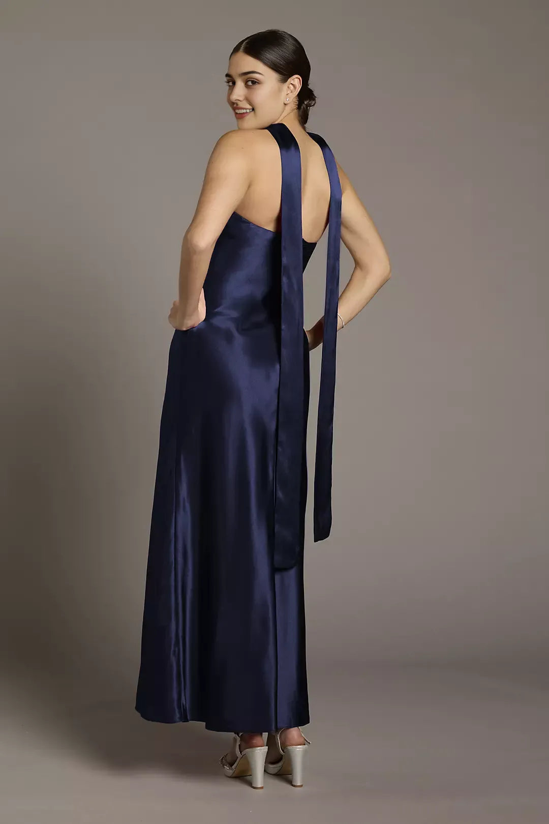 Elegant A-Line Strapless Sleeveless Detachable Scarf Satin Back Zip Ankle-Length Prom Dresses Hot Sale