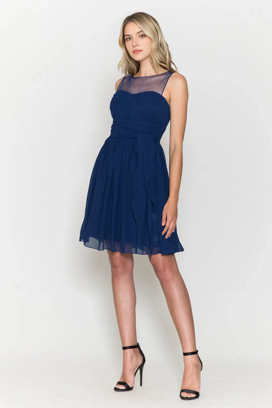 Elegant A-line chiffon phantom sleeveless backless zipper short bow Homecoming Dress suitable for women to purchase