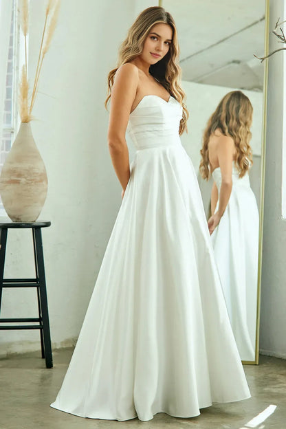 Elegant A-line sweetheart Strapless Back Zip Floor length prom dress for bride hot sale