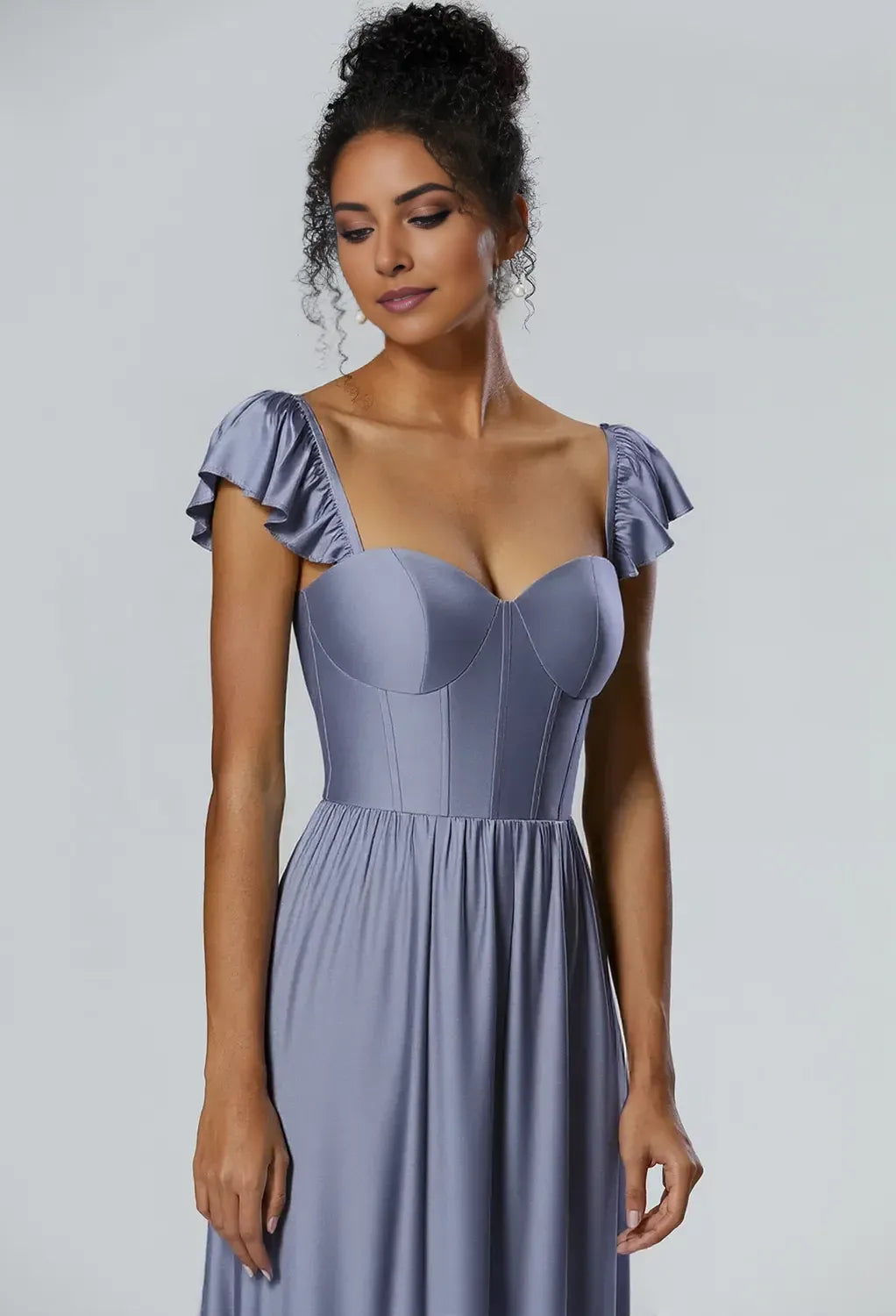 Elegant Coronet Blue A-Line Sweetheart Neckline Strapless Back Zip Floor-Length Prom Dresses