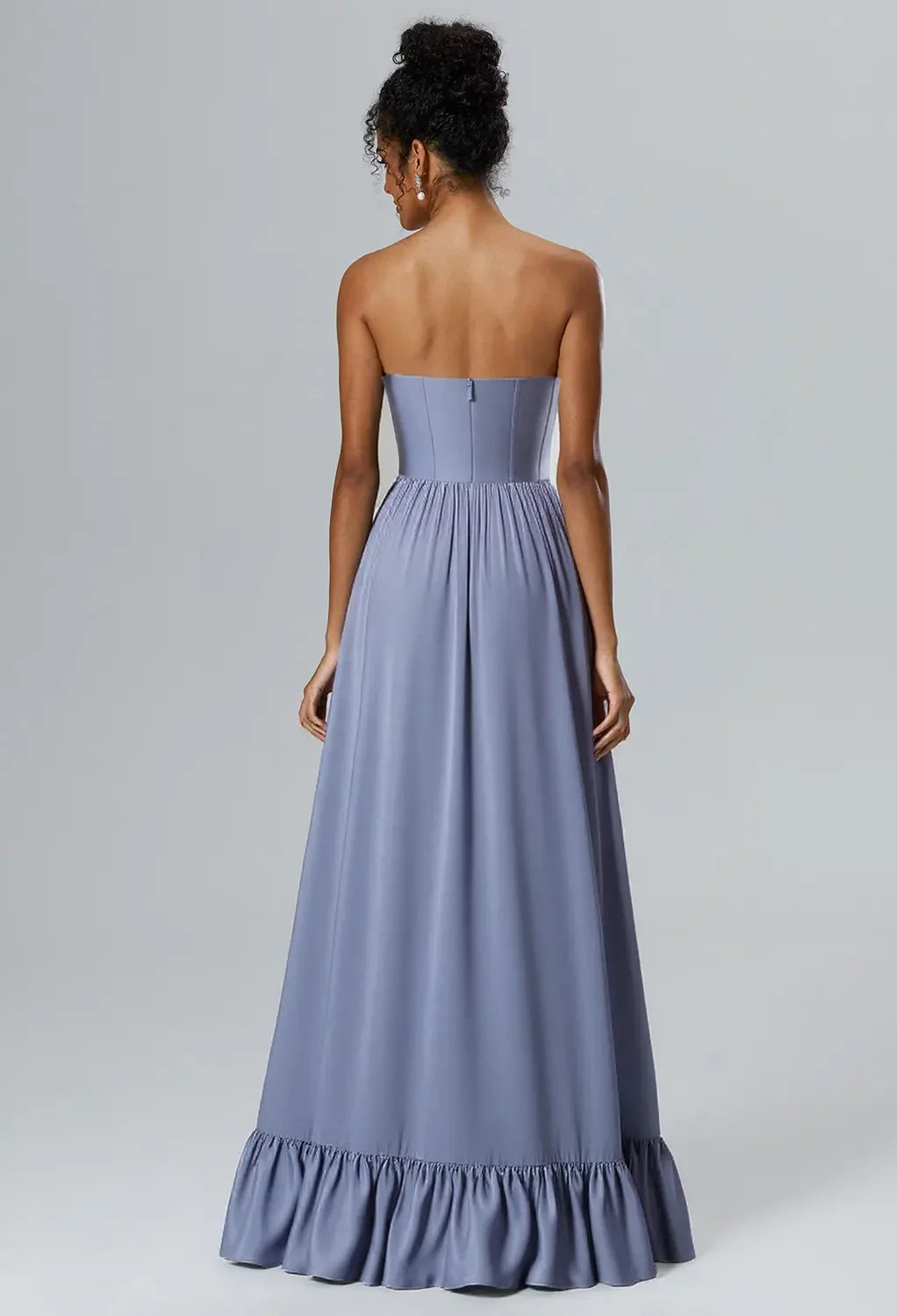 Elegant Coronet Blue A-Line Sweetheart Neckline Strapless Back Zip Floor-Length Prom Dresses