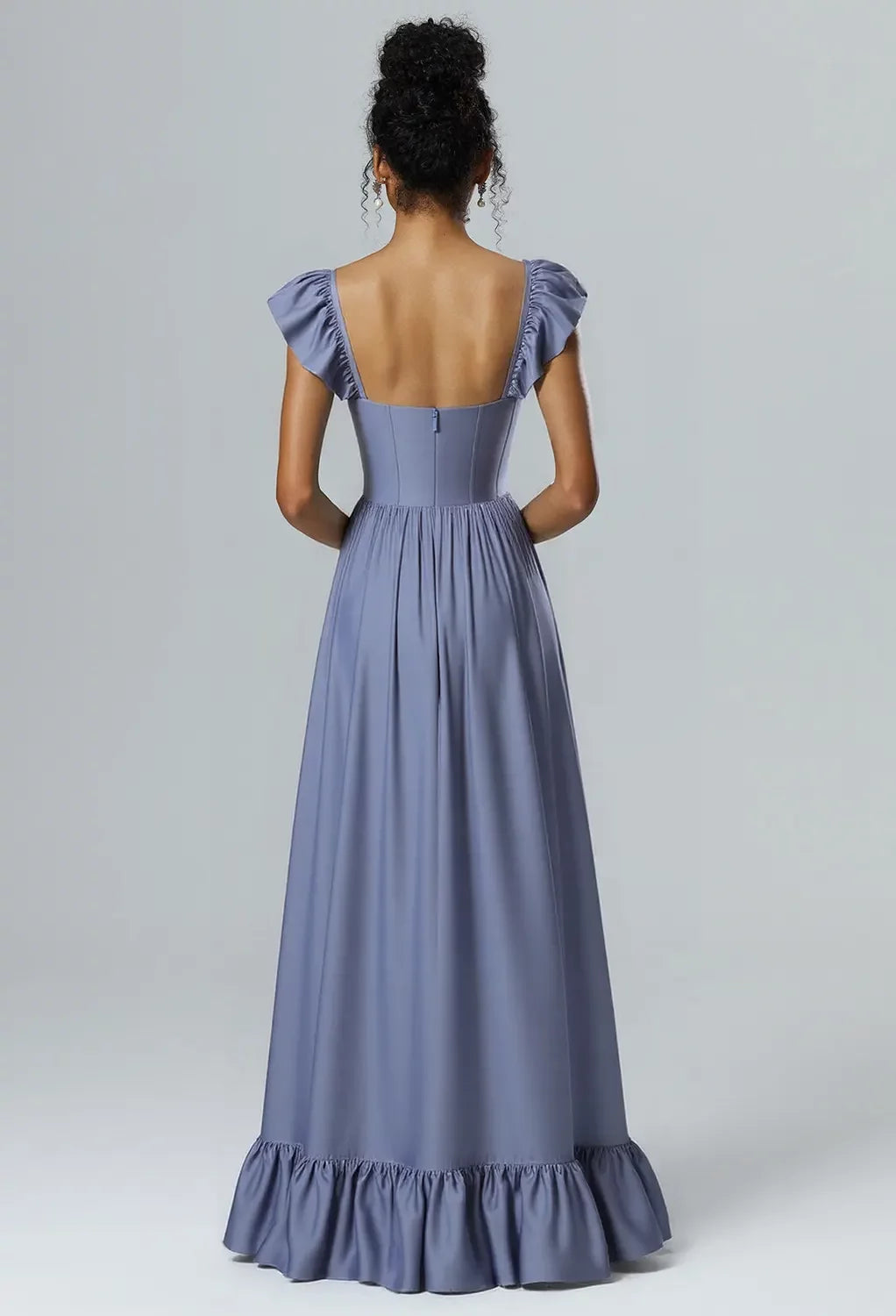 Elegant Coronet Blue A-Line Sweetheart Neckline Strapless Back Zip Floor-Length Prom Dresses
