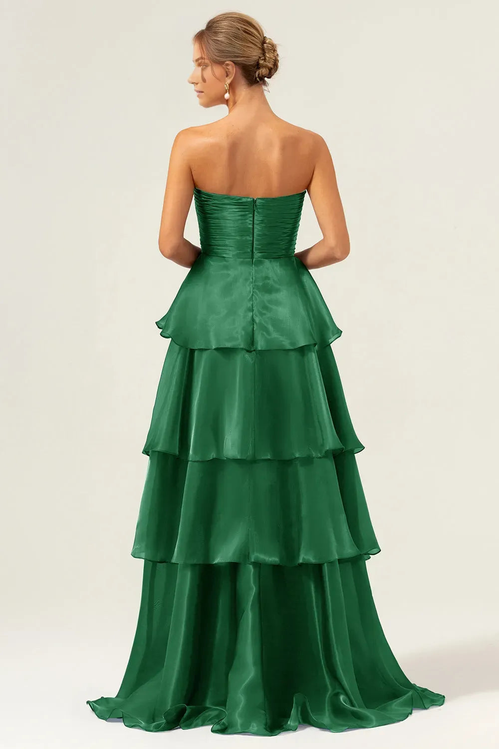 Elegant Dark Navy A Line Tiered Strapless Sleeveless Back Zip Floor-Length Prom Dress female guests hot sale