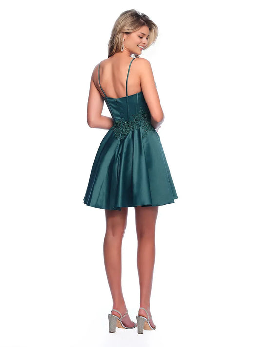Elegant Emerald A-Line satin Scoop Sleeveless Back Zip Short Homecoming Dress for sale
