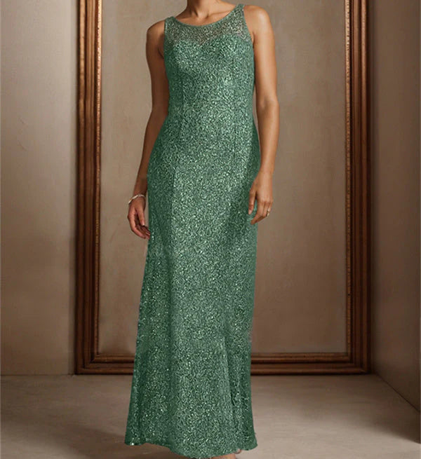 Chiffon floor length bridal mother with beaded sequins